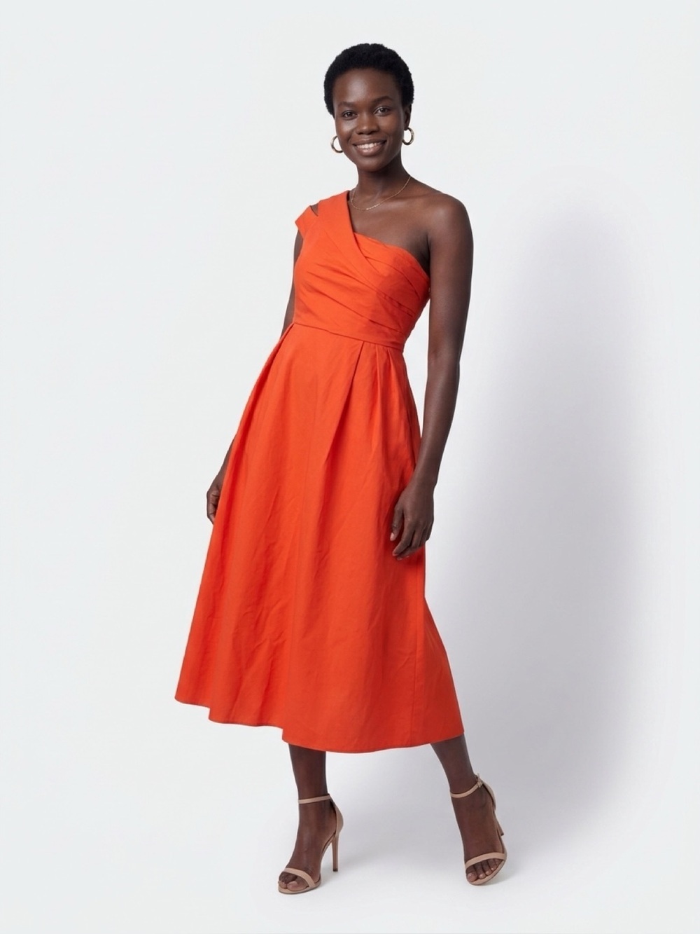 Topshop One-Shoulder Jersey Knit Orange Dress Women’s Size 4